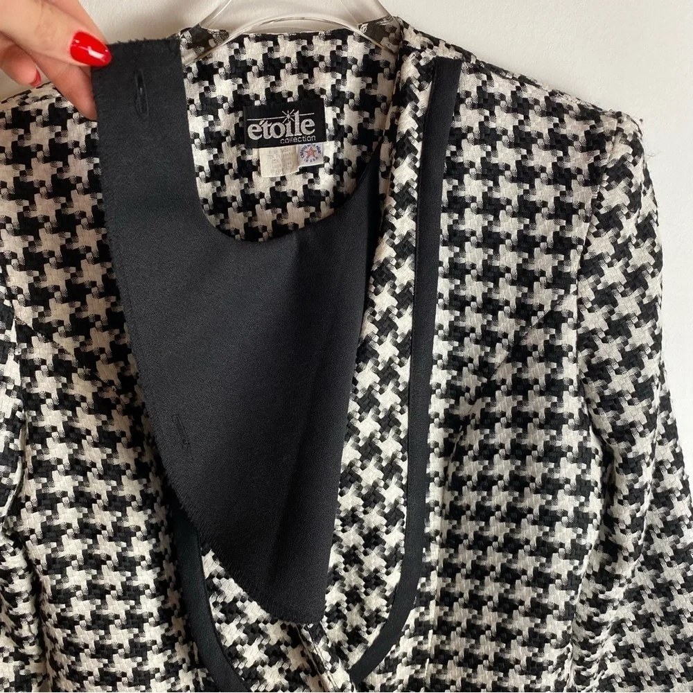 Vtg ETOILE houndstooth Classic Blazer jacket HTF Womens size 8